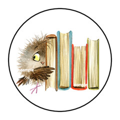 OWL & BOOKS ENVELOPE SEALS STICKERS LABELS TAGS 1.5″ ROUND (30) CUTE READING