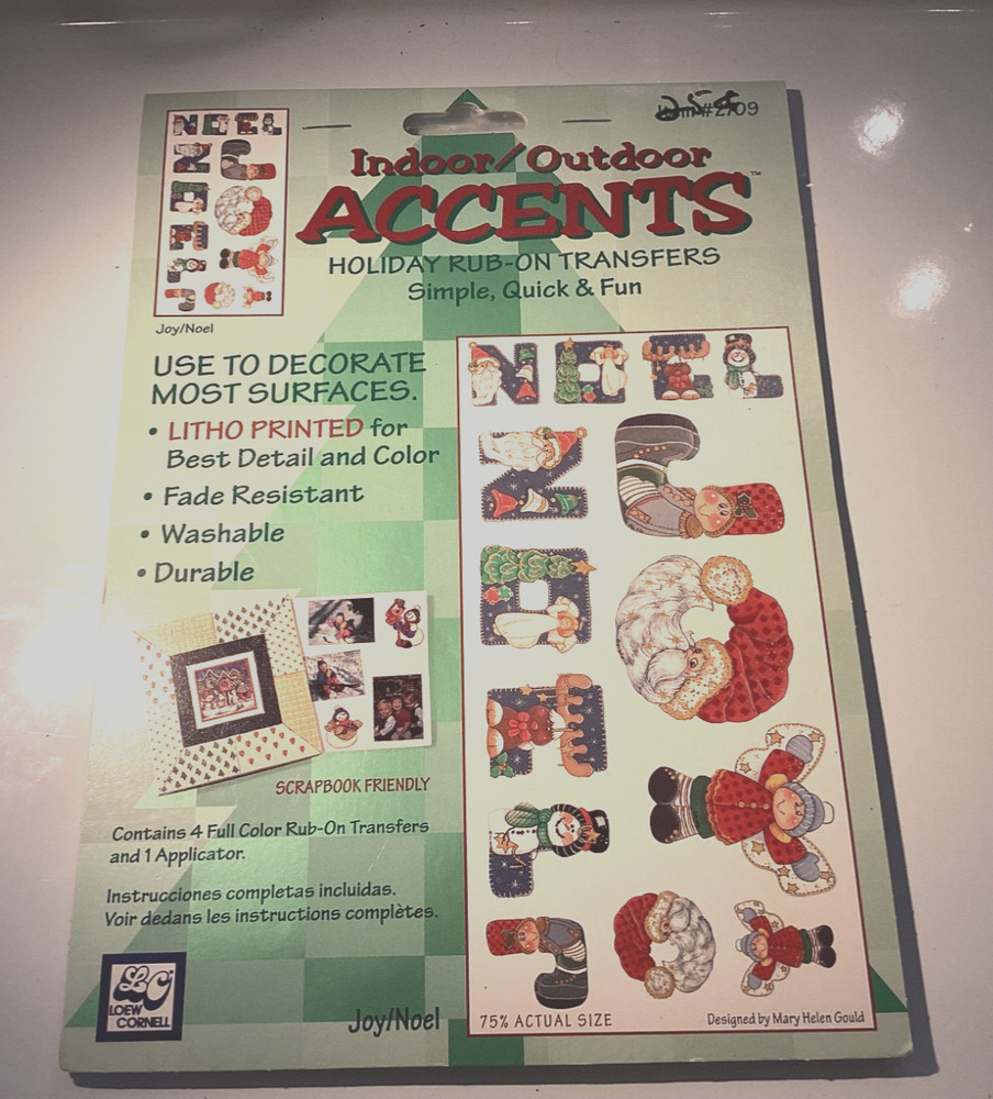 Vintage Indoor Outdoor Accents Rub On Transfers Christmas #2709 Factory Sealed