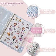 Reusable Sticker Book Collecting,A5 Binder Album Storage Organizer with Blank…