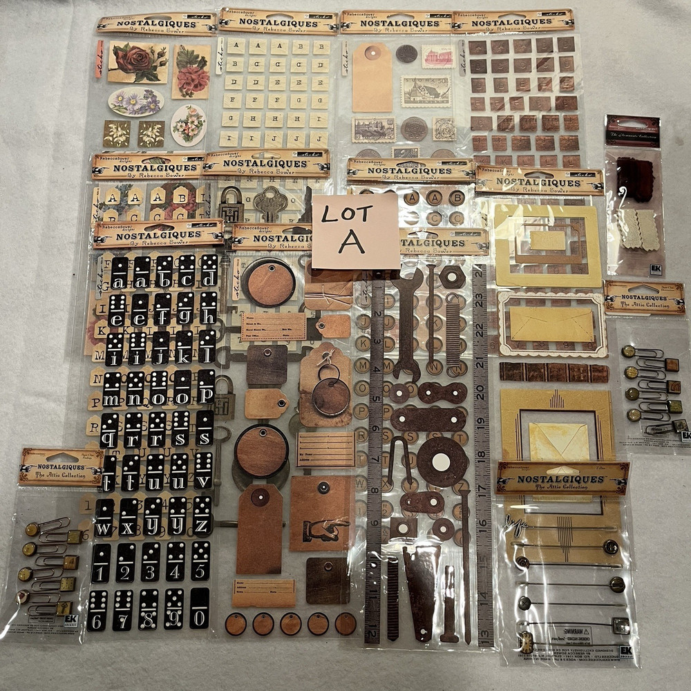 LOT OF 15-Rebecca Sower Nostalgiques Vintage Sticko Stickers Embellishments RARE