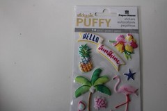 Paper House Sticky Pix Puffy 14PC Hello Sunshine Flower Shells Tree Scrapbooking