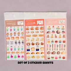Furukawashiko Stickers – 3 Sheets Kawaii Bakery, Journaling Planner Clear Decal