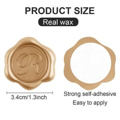 60Pcs Letter R Wax Seal stickers Gold Self Adhesive Envelope Seal Stickers