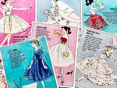 Vintage Retro 1950’s Pastel Barbie Fashion Crafting STICKERS – Just Cut & Use!