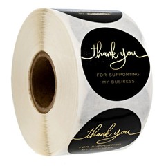 500 Black & Gold Thank You Stickers – 1.5″ Round Foil Labels for Business Gratit