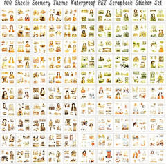448Pcs Autumn Scenery Scrapbook Stickers for Scrapbooking Supplies, Transparent