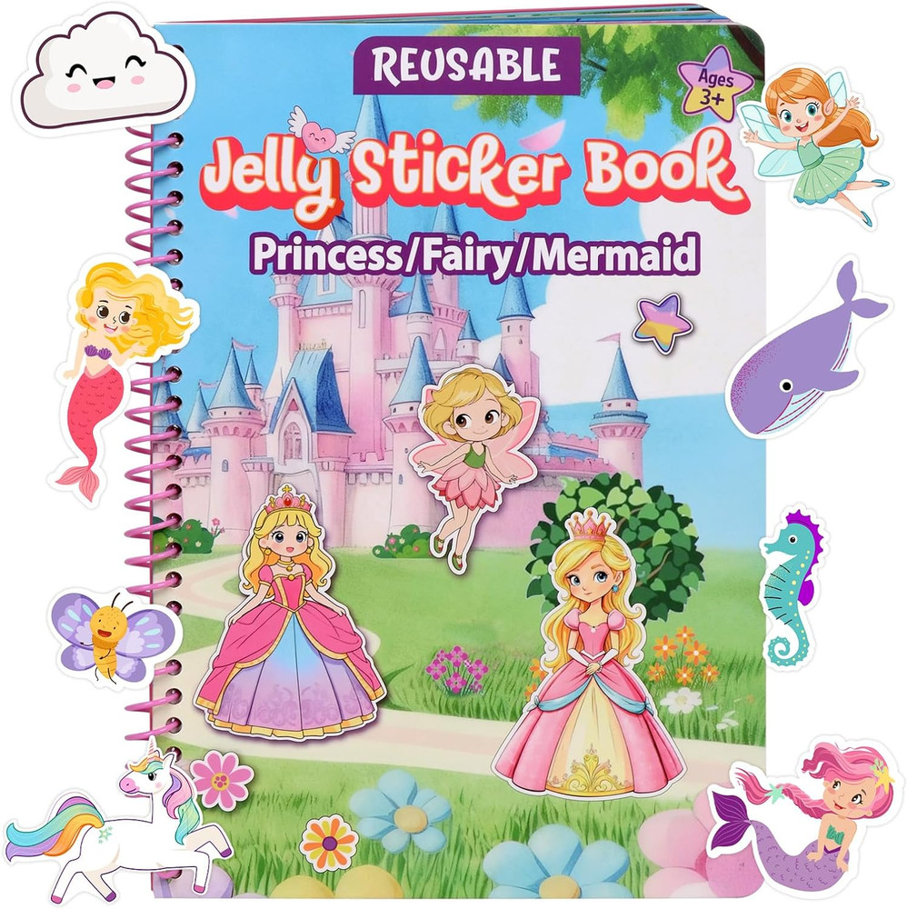 Jelly Sticker Book for Kids 2-4, Waterproof Reusable Sticker Book for Toddlers,