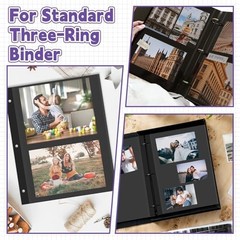 60 Sheets Self Adhesive Photo Album Refill Pages for 3 Ring Binder 11 x 9 Inch