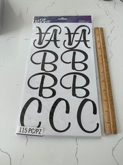 Sticko Autocollant Black Script XL Alphabet & Numbers 115 PC Poster Banner Craft