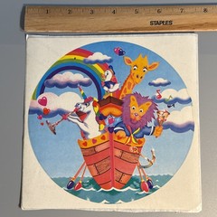 Vintage LISA FRANK Sticker – JUMBO 7.5″ – NOAH’S ARK Unicorn Rainbow Music Duck