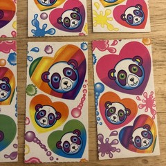 Vintage Lisa Frank S162 Stickers Rainbow Heart Pandas