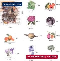Nature Themed Transparent Pre-Cut Stickers for Scrapbooking, Pack of 240, Flora