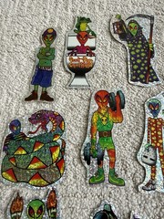 Lot of 16 Vtg 90’s Psychedelic Alien Prism Vending Machine Stickers NOS Holo