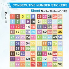 1.5″ Consecutive Number Stickers, 1 Set Self Adhesive Number Decals, Multicolor