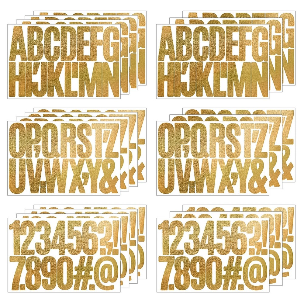 21 Sheets Letter Stickers Big 3 Inch Glitter Gold Letter Number Stickers, Vin…