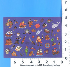 Pirates, Map, Ships, Hook, Barrels Etc Sticker Sheet