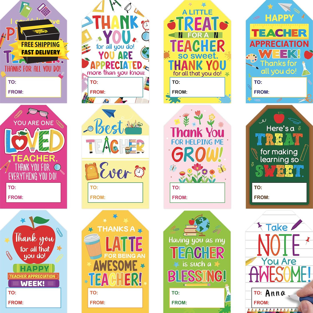 60Pcs Teacher Appreciation Stickers Thank You Teacher Gift Label Stickers Self-A