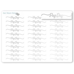 Payday Script Planner Stickers / 30 Gold Foiled Text Headers (1.5”) /  Pay…