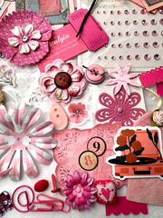 Pink LG Lot Over 140 Pcs scrapbook planner journal junk collage ephemera paper