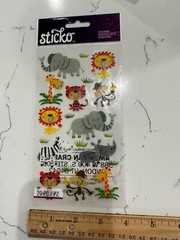 Sticko Autocollant Zoo Cuties Stickers Zebra Rhino Tiger Monkey Elephant Lion