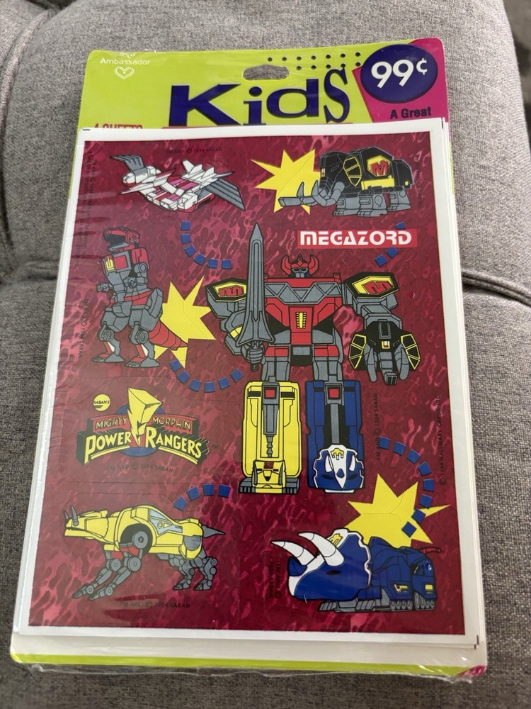 Vintage Ambassador Hallmark Megazord Power Rangers Sticker Pack Sealed NOS