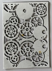 GEAR CARD PANEL Die-Cut(2pc) Steampunk•Cogs•Sprocket •Earthtone•Machine•Antique•