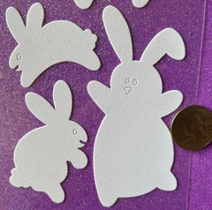 WHITE FUZZY RABBIT Stickers (6pc)Stampendous•Holiday•Easter •Bunnies•Jumping•