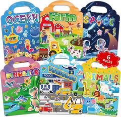 Jelly Sticker Books for Toddlers 2-6 Years, 4 Sets of Reusable Sticker Books