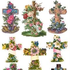 Violette Stickers – Floral Cross – 1 Decorated Religious Sticker Sheet – Crafts