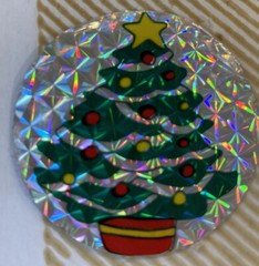 Vintage 1980’s 1.5” Prism Circle Xmas Tree Sticker