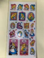 Vintage ALICE IN WONDERLAND Glittery Sticker Sheet RARE
