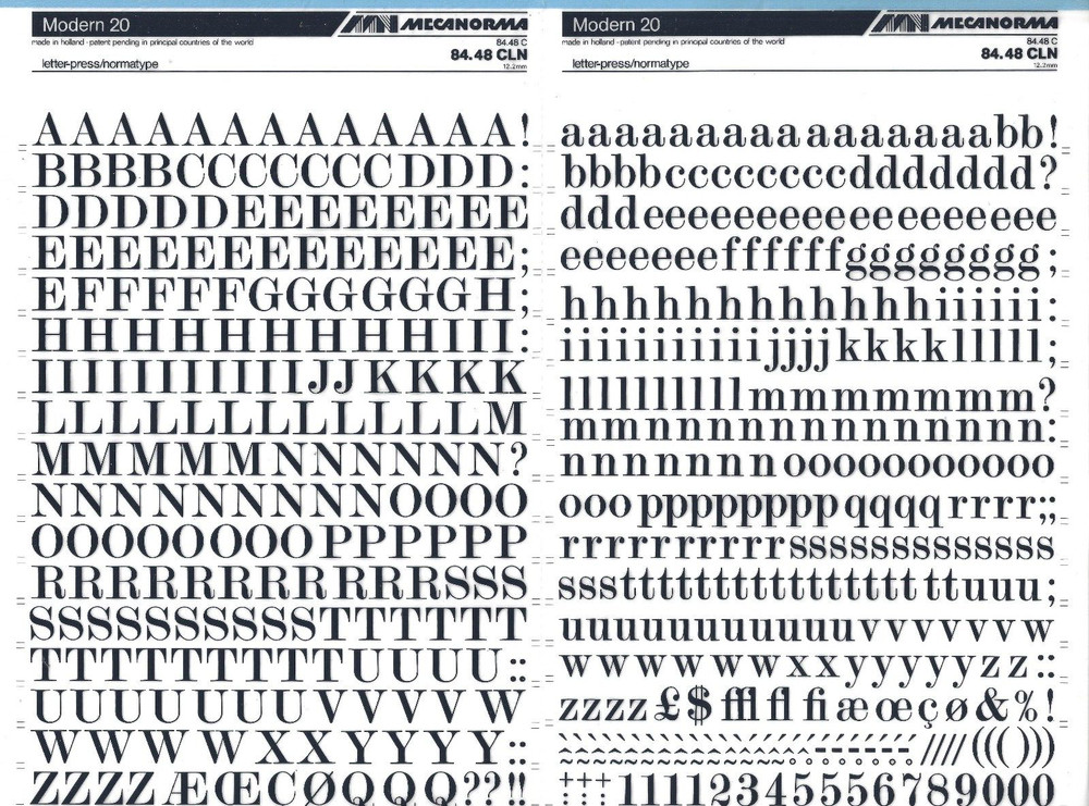MECANORMA #866 Dry Transfer Lettering 84.48 CLN MODERN 20 12.2mm