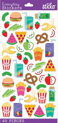 Snack Time Fruit Juice Pretzel Celery Popcorn Fries Burger Bar Sticko Stickers