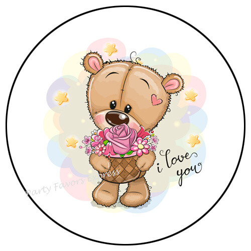 30 ADORABLE I LOVE YOU BEAR ENVELOPE SEALS LABELS PARTY FAVORS STICKERS 1.5″