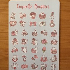 Small Kawaii Bunny Sticker Sheets Planner, Scrapbooking, Sticker Charts
