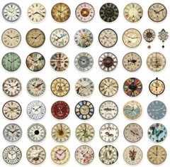 10pcs New Victorian Steampunk Clock Stickers-Scrapbook, Journal, DIY Crafting