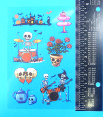 Halloween Clear Decal Sticker Sheet Style 16 Musical Skeletons