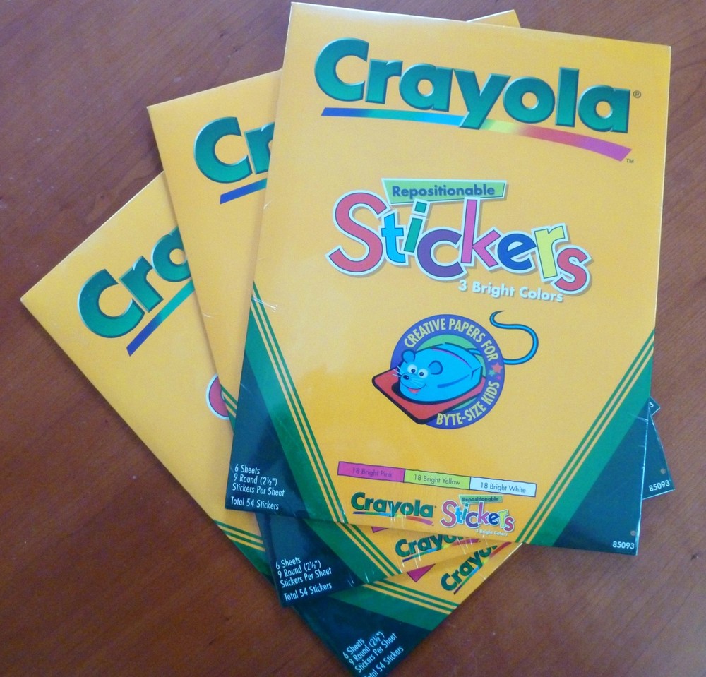 216 blank Crayola 2½” round repositionable stickers-4 sealed packs of 54 each