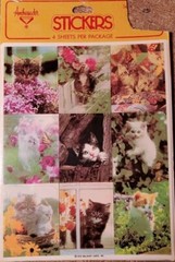 Vintage 1979 Ambassador HALLMARK Stickers 4 Sheets KITTENS Flowers Sealed NOS