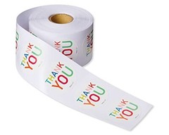 Thank You Stickers or Seals, Multi-Colored Text (500-Count) Rainbow Text