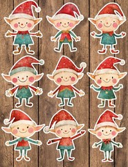 Christmas Elves Die Cut Stickers Set Scrapbooking Laptop Waterbottle