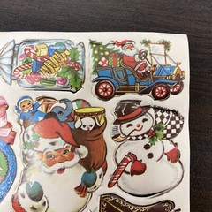 Retro Christmas Santa Holly Lick N Stick seals, 10 on sheet 9 Sheets 90 Total