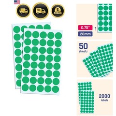 2000 Pack, 3/4″ Round Dot Stickers Circle Labels – Green