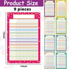 9 PCS Confetti Classroom Incentive Reward Chores Chart Pads for Kids Behavior