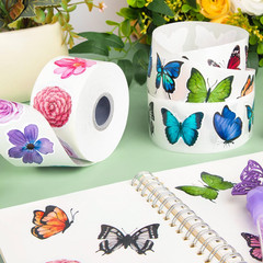 Butterfly Flower Sticker Rolls,1200Pcs (2 Rolls) 16 Design Butterfly Stickers fo