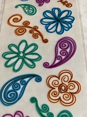 AMERICAN TRADITIONAL DESIGNS RUB-ONS GLITTER TRANSFERS W/GLITTER HIPPY FLOWERS
