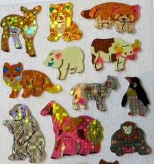 TINY ANIMALS Prismatic Stickers (26pcs)Giraffe•Bears•Rabbit•Horse •Elephant•Fox•
