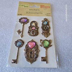 NEW Crafters Square 6 Pkgs Bejeweled Metallic Stickers Steampunk Victorian