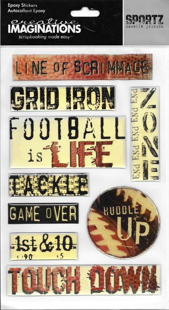 CREATIVE IMAGINATIONS Epoxy Stickers 6×9 Phrases Football Sports Icons Emotions