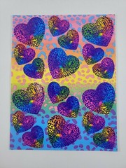 Vintage Lisa Frank Sticker Sheet Rainbow Leopards Hearts S164 1990s 4.5×6″